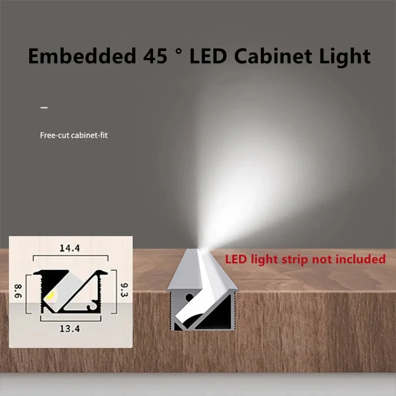 Ultra-thin LED Aluminum Profile Recessed 45º Cabinet Light Bar Silicone Cover Shelf Cabinet Linear Bar Lights Without LED Strip