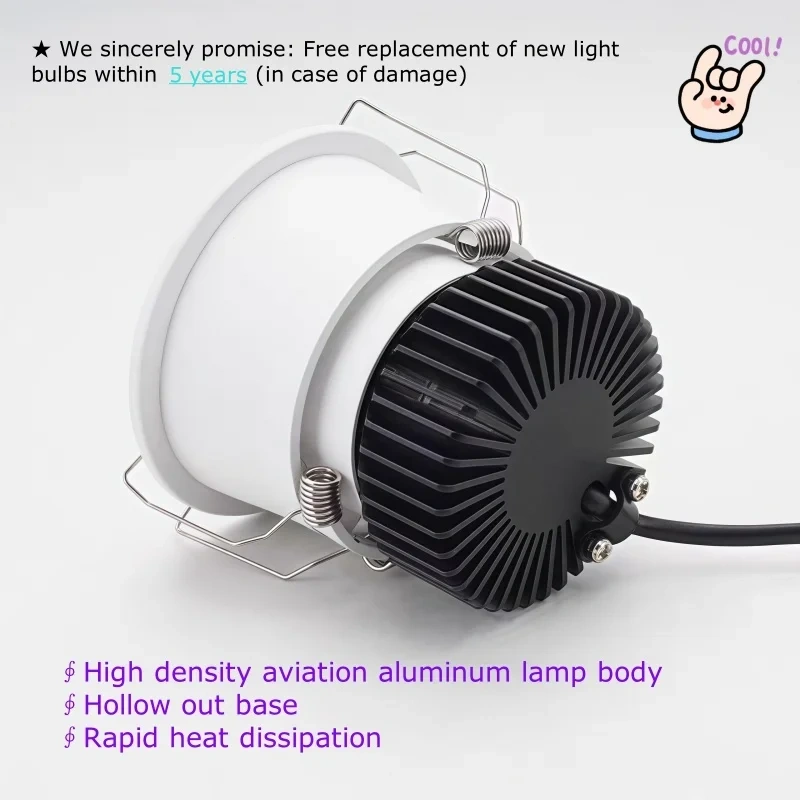 Narrow Border Adjustable Dimmable Embedded LED Spotlight AC110-220V Anti Glare 5W7W12W15W20W30W Ceiling Downlight Home commercia
