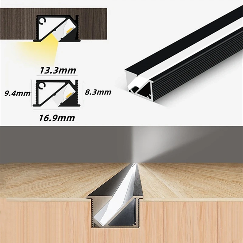 1-10pcs 45° Backlight LED Aluminum Profile Bar Light Channel Silicone Diffuser Cover For 5050 2835 Rigid Strip Light Accessories