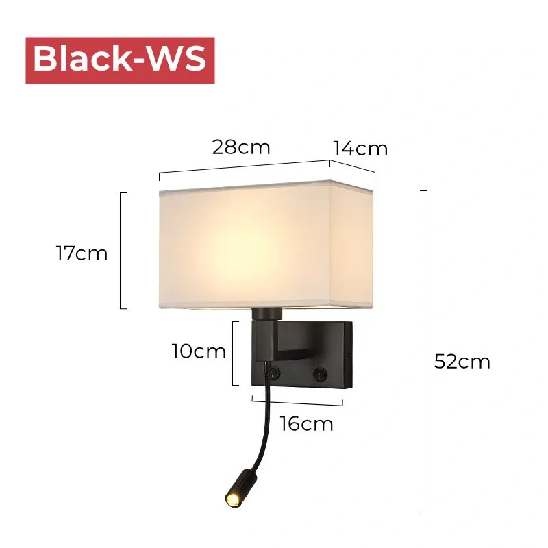 12W Hotel Bedside Fabric Wall Lights with Switch LED Spotlight Reading Wall Lamp Bedroom Study Nordic Home Decor Light Fixture