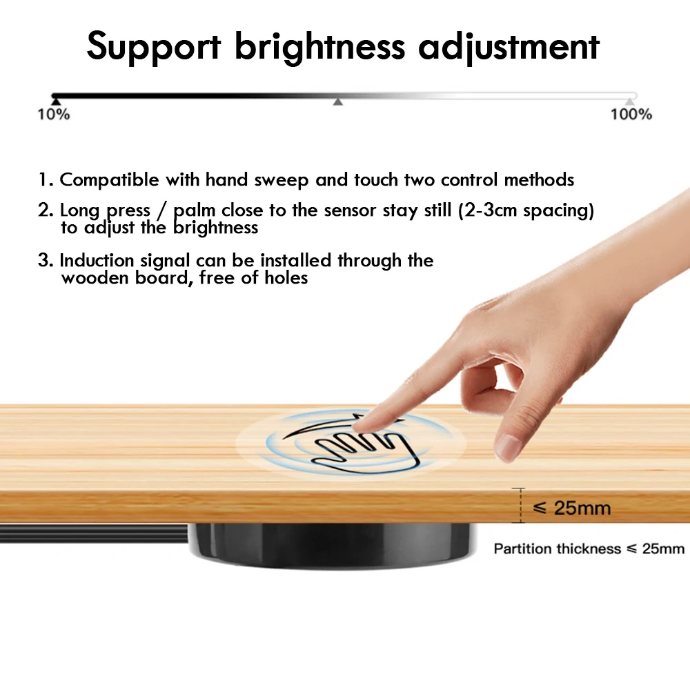 Penetrable 25mm Wood Panel Touch Sensor LED Strip Light Touch Switch Hand Sweep Motion Sensor Hidden for Wood Furniture Lighting