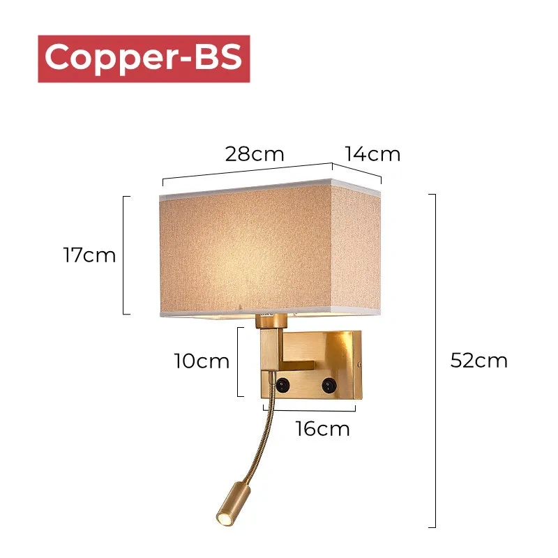 12W Hotel Bedside Fabric Wall Lights with Switch LED Spotlight Reading Wall Lamp Bedroom Study Nordic Home Decor Light Fixture