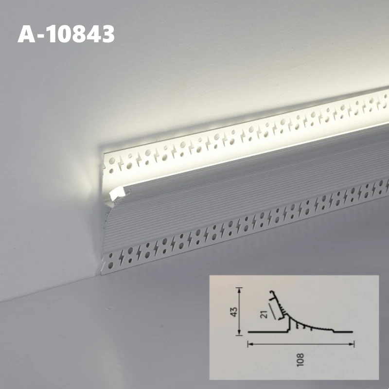 Free Ceiling LED Aluminum Profile Invisible Frameless Gypsum Channel Top Corner Line Lamp Waistline Wall Washer Backlight Light