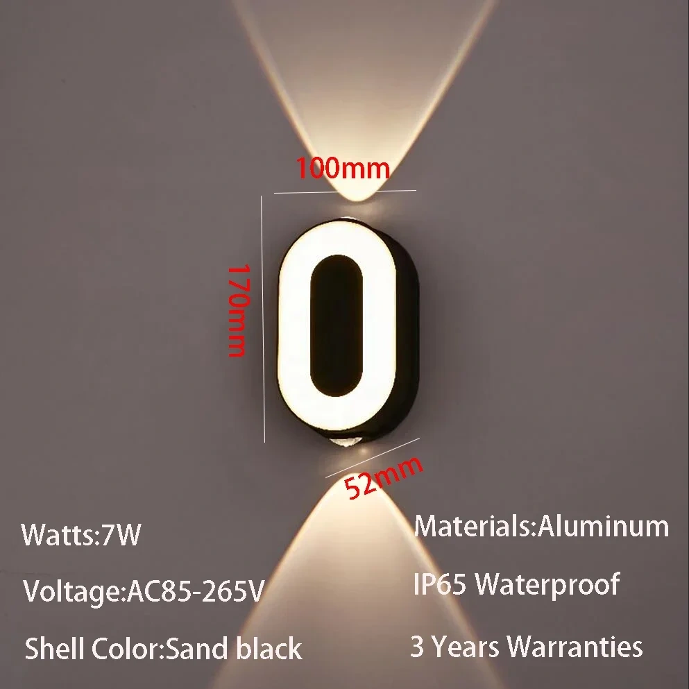 AC85-265V 7W LED Wall Lamp Digit Number Indoor&Outdoor IP65 Waterproof Modern Minimalism Style Aluminum Porch Garden Lights
