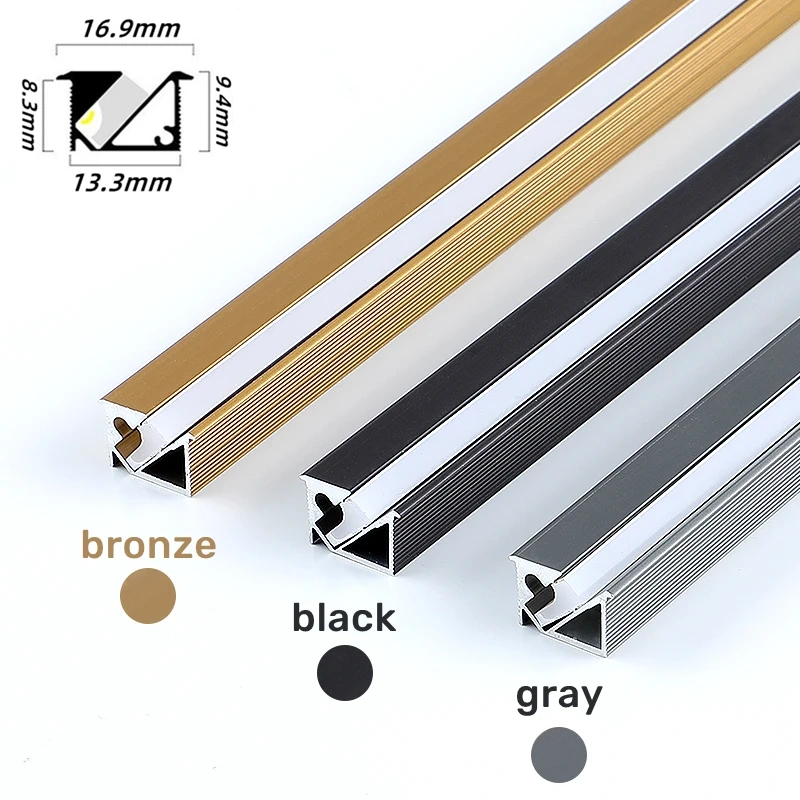1-10pcs 45° Backlight LED Aluminum Profile Bar Light Channel Silicone Diffuser Cover For 5050 2835 Rigid Strip Light Accessories