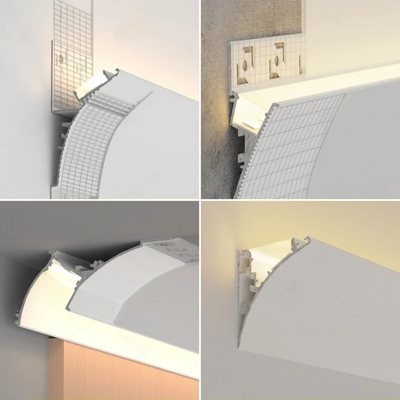 Free Ceiling LED Aluminum Profile Invisible Frameless Gypsum Channel Top Corner Line Lamp Waistline Wall Washer Backlight Light