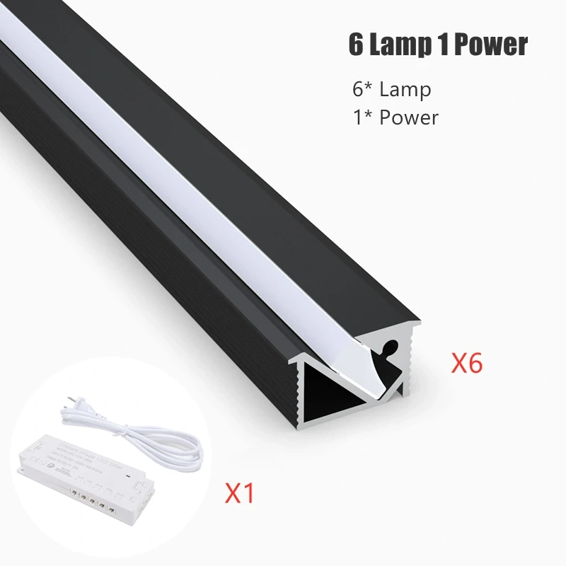 Recessed LED Under Cabinet Lamp 45 Degree Oblique Lighting Mini Thin Hidden Embedded Layer Shelf Aluminum Profile Hard Bar Light