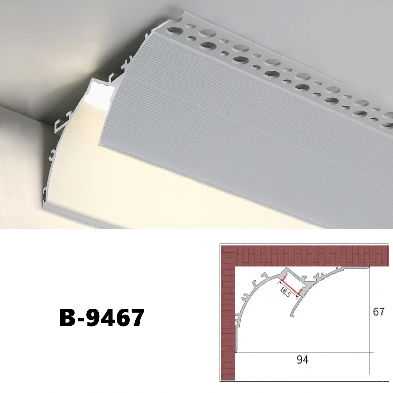 Free Ceiling LED Aluminum Profile Invisible Frameless Gypsum Channel Top Corner Line Lamp Waistline Wall Washer Backlight Light