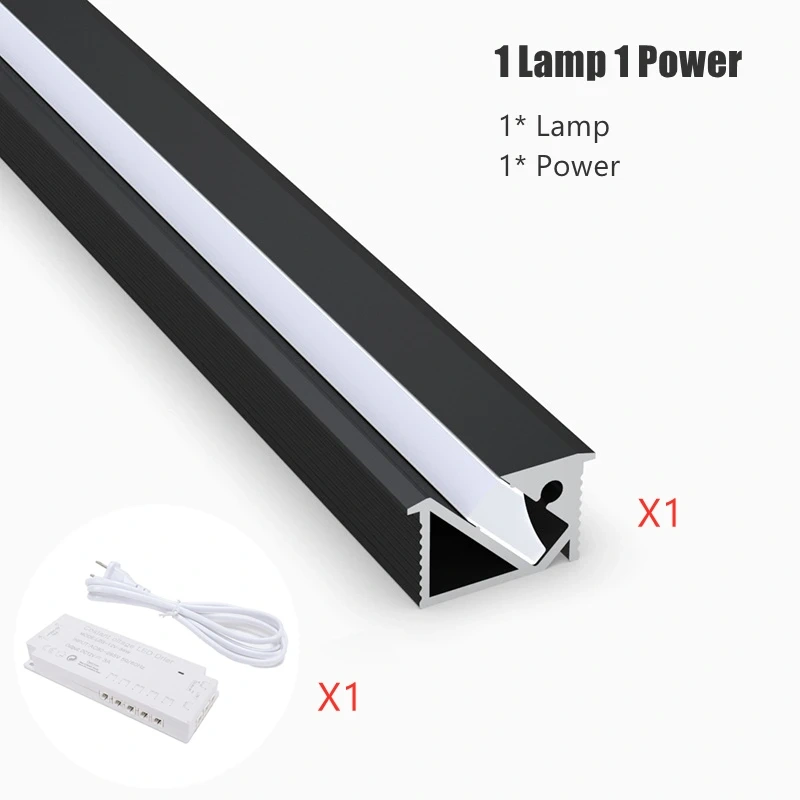 Recessed LED Under Cabinet Lamp 45 Degree Oblique Lighting Mini Thin Hidden Embedded Layer Shelf Aluminum Profile Hard Bar Light