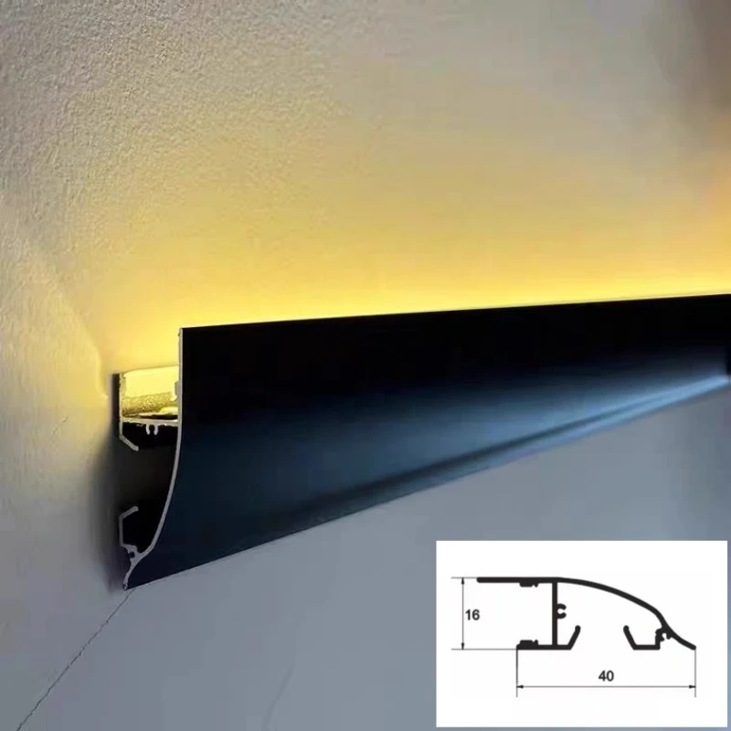 Ceiling LED Aluminum Profile Invisible Frameless Gypsum Channel Top Corner Line Lamp Waistline Wall Washer Backlight Light