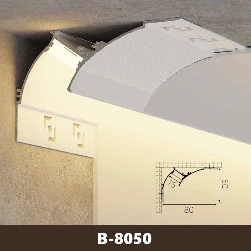Free Ceiling LED Aluminum Profile Invisible Frameless Gypsum Channel Top Corner Line Lamp Waistline Wall Washer Backlight Light