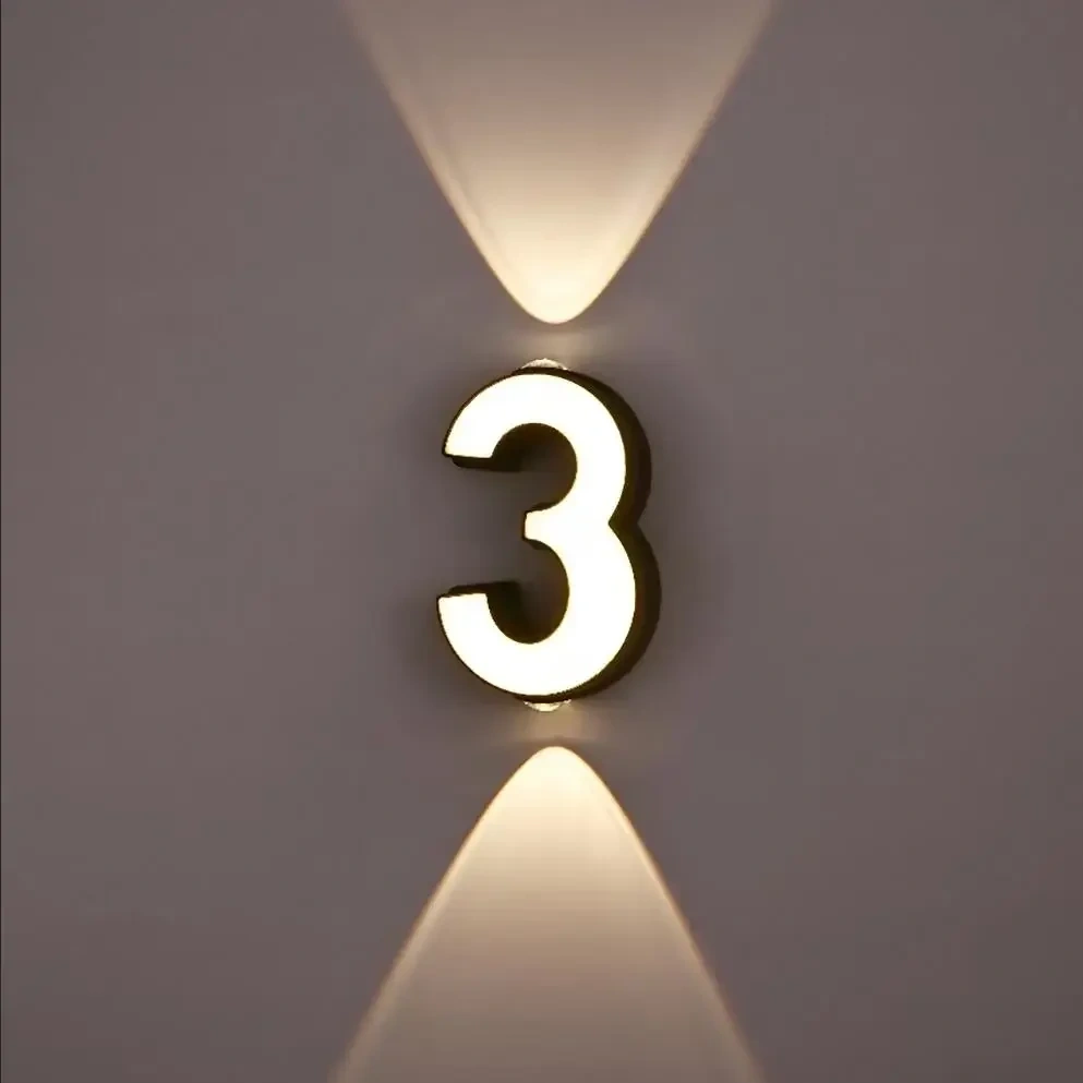AC85-265V 7W LED Wall Lamp Digit Number Indoor&Outdoor IP65 Waterproof Modern Minimalism Style Aluminum Porch Garden Lights