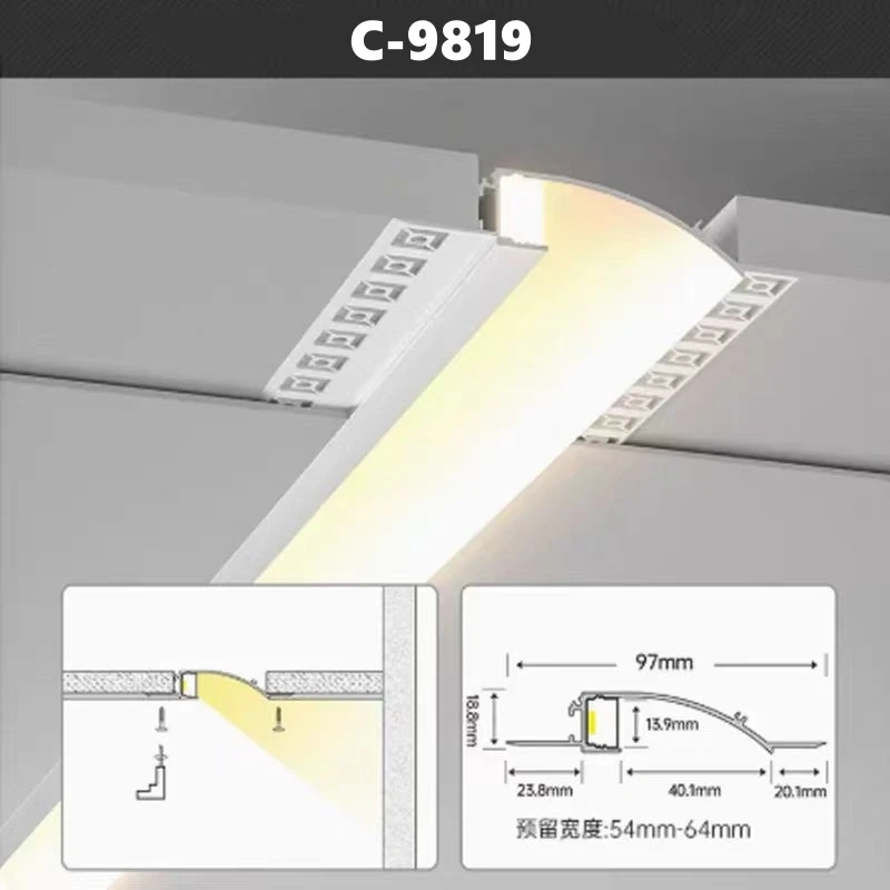 Ceiling LED Aluminum Profile Invisible Frameless Gypsum Channel Top Corner Line Lamp Waistline Wall Washer Backlight Light