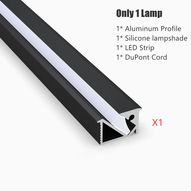 Recessed LED Under Cabinet Lamp 45 Degree Oblique Lighting Mini Thin Hidden Embedded Layer Shelf Aluminum Profile Hard Bar Light