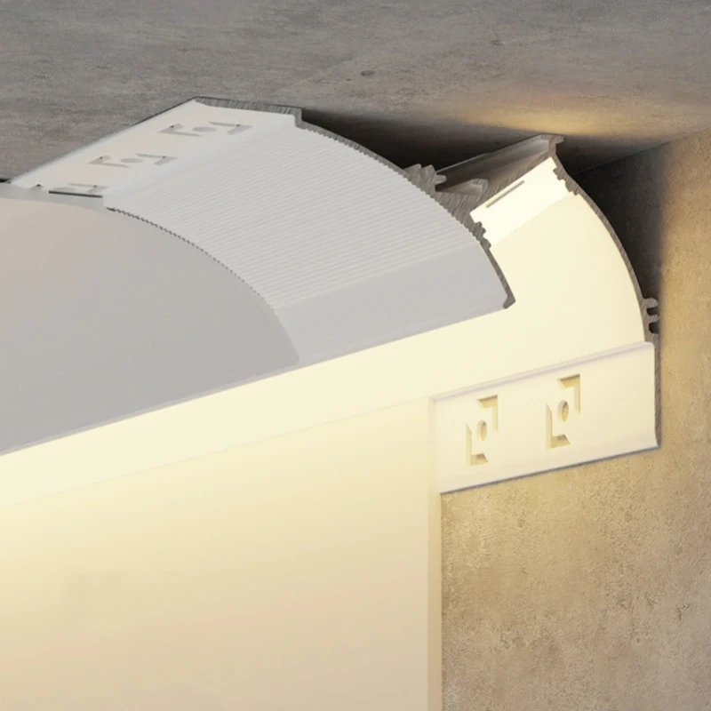 Free Ceiling LED Aluminum Profile Invisible Frameless Gypsum Channel Top Corner Line Lamp Waistline Wall Washer Backlight Light