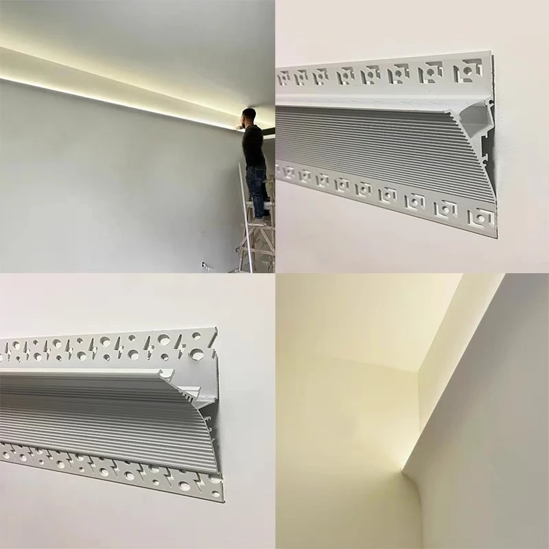 Free Ceiling LED Aluminum Profile Invisible Frameless Gypsum Channel Top Corner Line Lamp Waistline Wall Washer Backlight Light