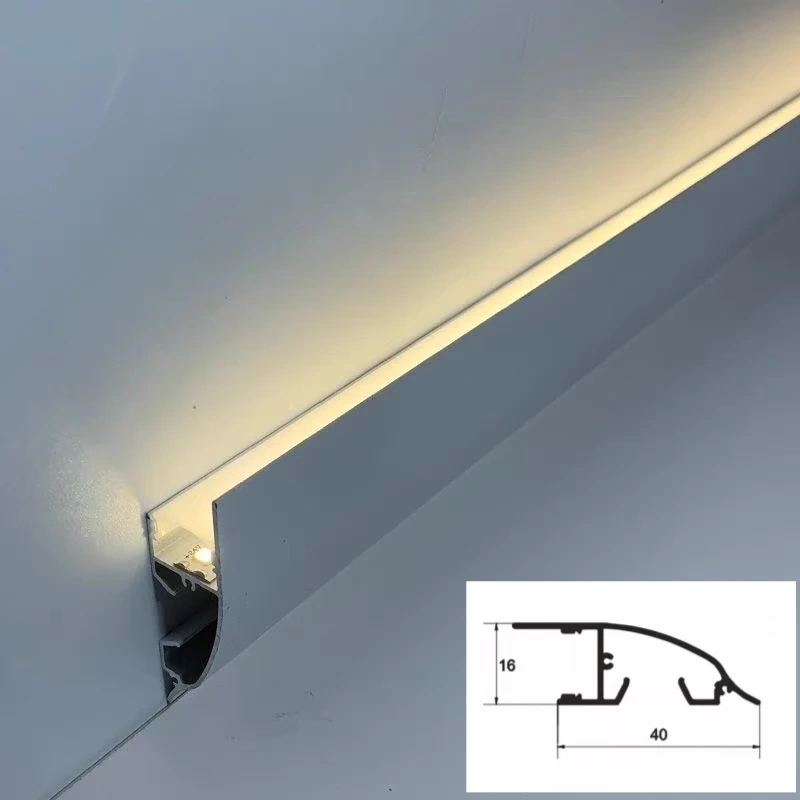 Ceiling LED Aluminum Profile Invisible Frameless Gypsum Channel Top Corner Line Lamp Waistline Wall Washer Backlight Light