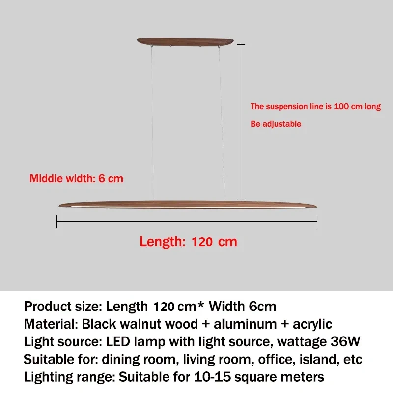 Modern Wooden Pendant Light LED Long Linear Hanging Lamp for Kitchen Island Office Bar Dining Living Room Lighting