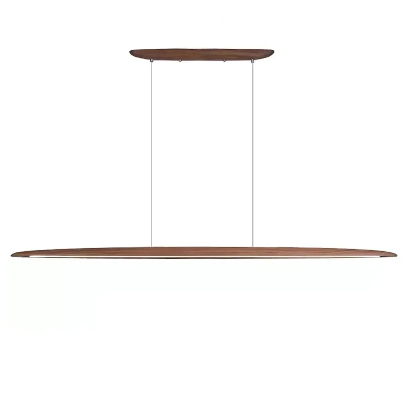 Modern Wooden Pendant Light LED Long Linear Hanging Lamp for Kitchen Island Office Bar Dining Living Room Lighting
