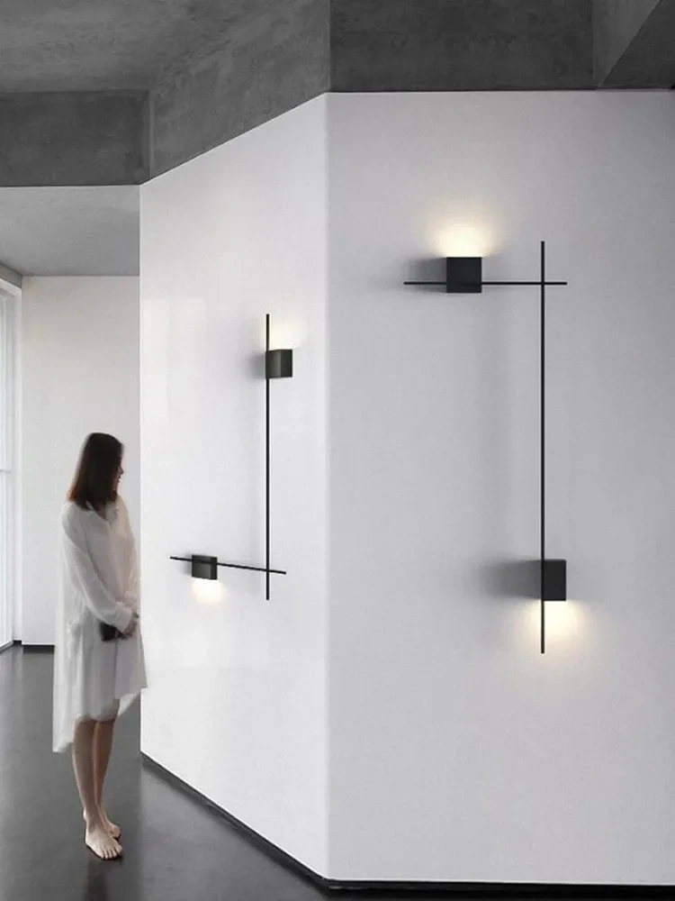 Black compact decorative wall lamp for hotel interior lighting