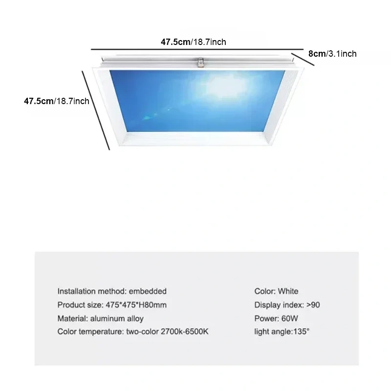 Nordic Blue sky light ceiling lamp for Bathroom Indoor Decor panel Kids room lamp Kitchen Natural Lighting Surface ceiling light