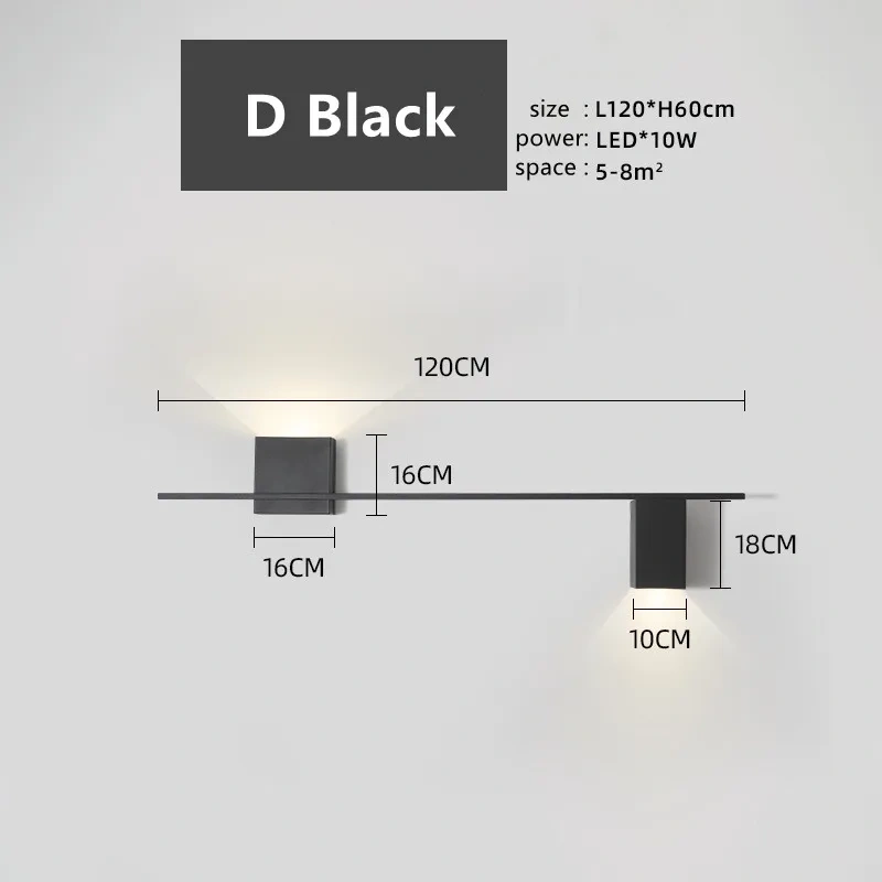 Vintage wall lamp Simple Designer Long Strip square lamp Living Room Background Wall Deco Light Hotel Corridor black wall light