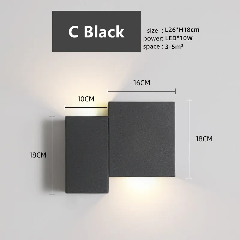 Vintage wall lamp Simple Designer Long Strip square lamp Living Room Background Wall Deco Light Hotel Corridor black wall light