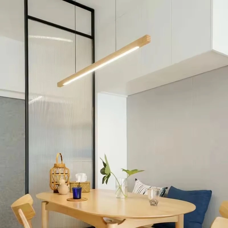 Nordic walnut solid wood pendant light LED for dining tables, study rooms, bar counters, office desks, indoor home lighting