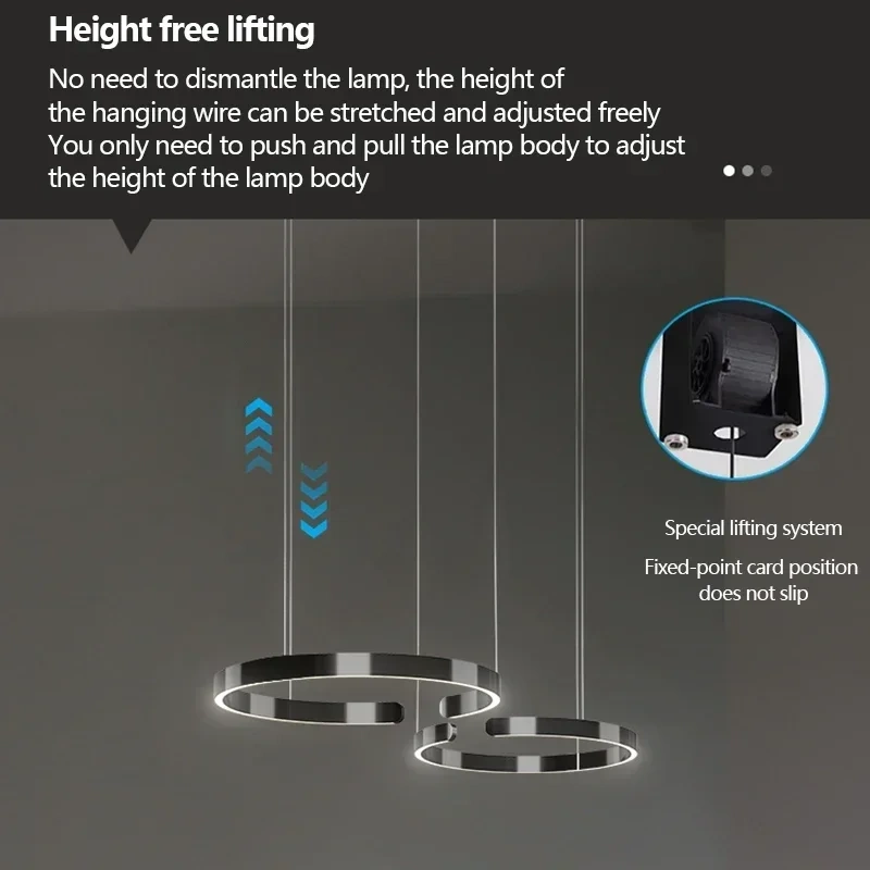 SANDYHA Modern Salon Design Ring Ceiling Chandelier Eye Protecting LED Lamp Bedroom Dining Room Study Pendant Lighting Fixture