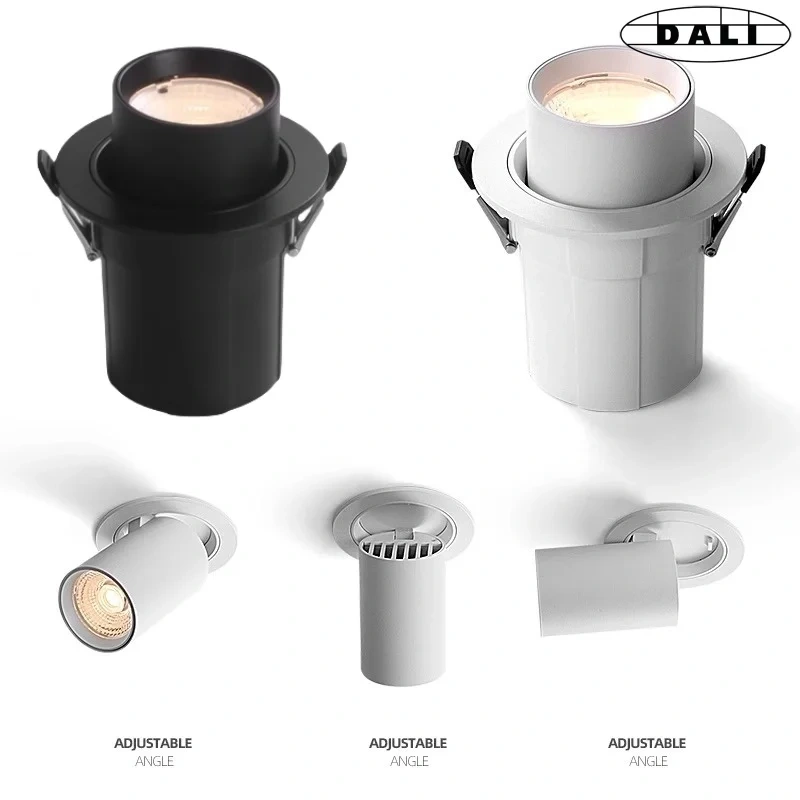LED telescopic adjustable spotlights DALI dimming 12W DT6/DT8 Recessed 360° rotation AC100-265V  For store supermarket lighting