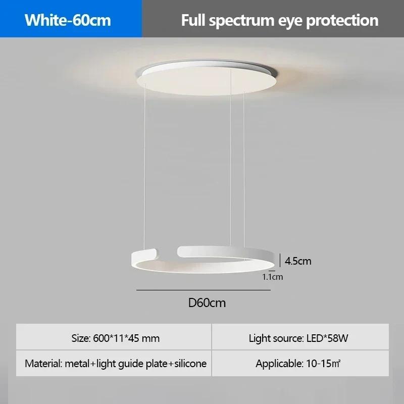 SANDYHA Modern Salon Design Ring Ceiling Chandelier Eye Protecting LED Lamp Bedroom Dining Room Study Pendant Lighting Fixture