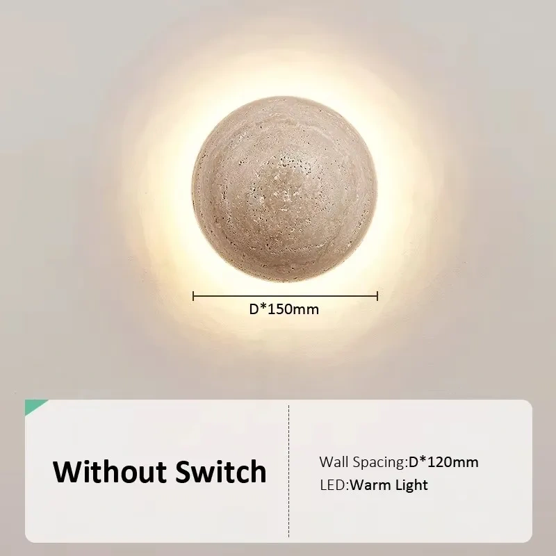 Nordic Travertine Limestone Wall Lamp Corridor Aisle Bedside Natural Yellow Cave Stone Stair Decoration LED Atmosphere Light