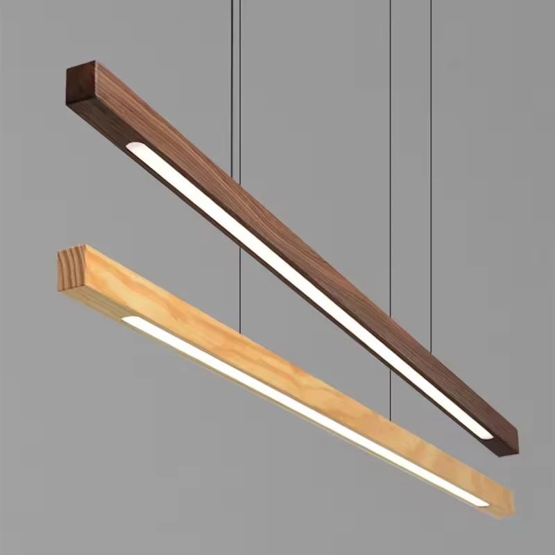 Nordic walnut solid wood pendant light LED for dining tables, study rooms, bar counters, office desks, indoor home lighting