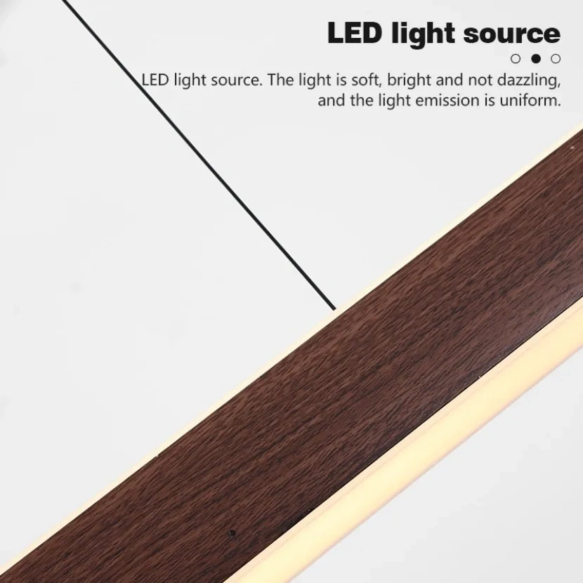 Modern Walnut Wood Long Bar Pendant Lights Dining Room Kitchen Island Adjustable Height Hanging Light Living Room Droplight