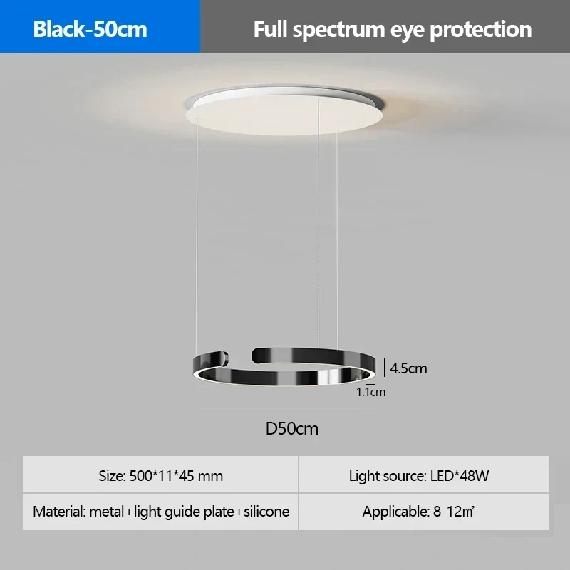 SANDYHA Modern Salon Design Ring Ceiling Chandelier Eye Protecting LED Lamp Bedroom Dining Room Study Pendant Lighting Fixture