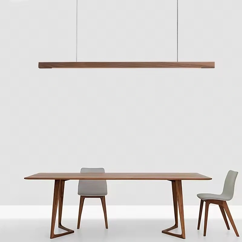 Nordic walnut solid wood pendant light LED for dining tables, study rooms, bar counters, office desks, indoor home lighting