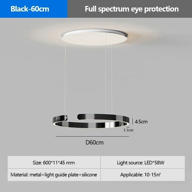 SANDYHA Modern Salon Design Ring Ceiling Chandelier Eye Protecting LED Lamp Bedroom Dining Room Study Pendant Lighting Fixture