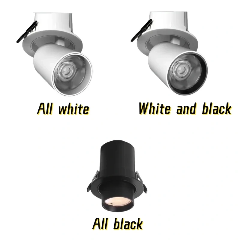 LED telescopic adjustable spotlights DALI dimming 12W DT6/DT8 Recessed 360° rotation AC100-265V  For store supermarket lighting