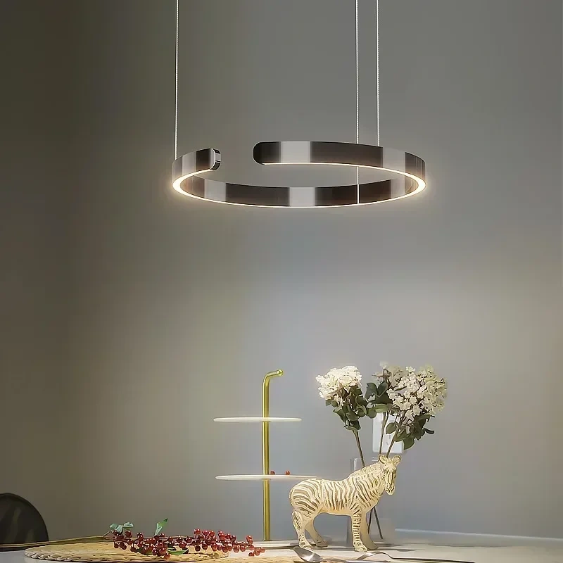 SANDYHA Modern Salon Design Ring Ceiling Chandelier Eye Protecting LED Lamp Bedroom Dining Room Study Pendant Lighting Fixture