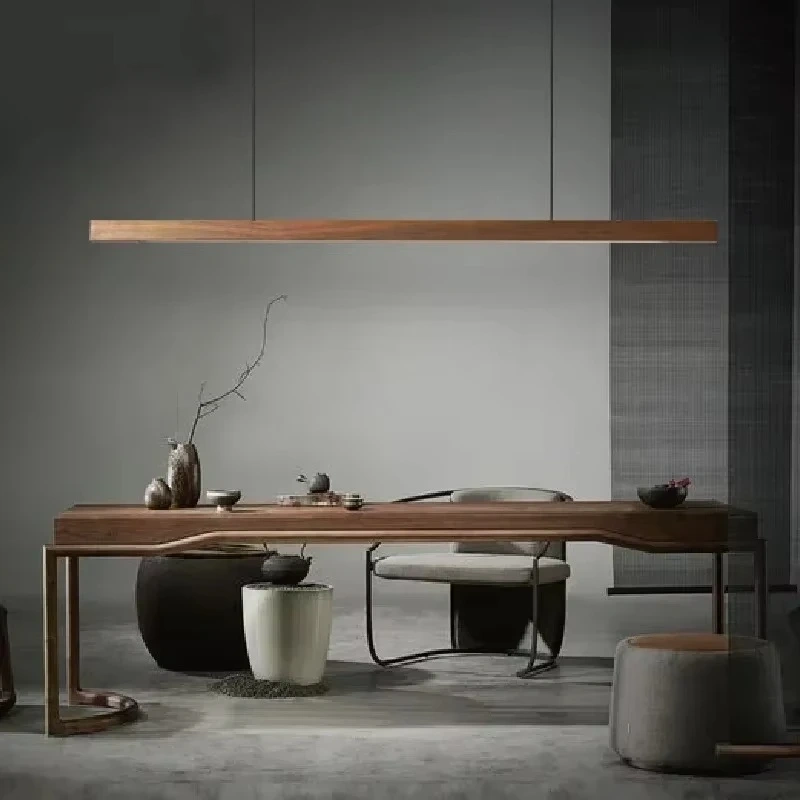 Nordic walnut solid wood pendant light LED for dining tables, study rooms, bar counters, office desks, indoor home lighting