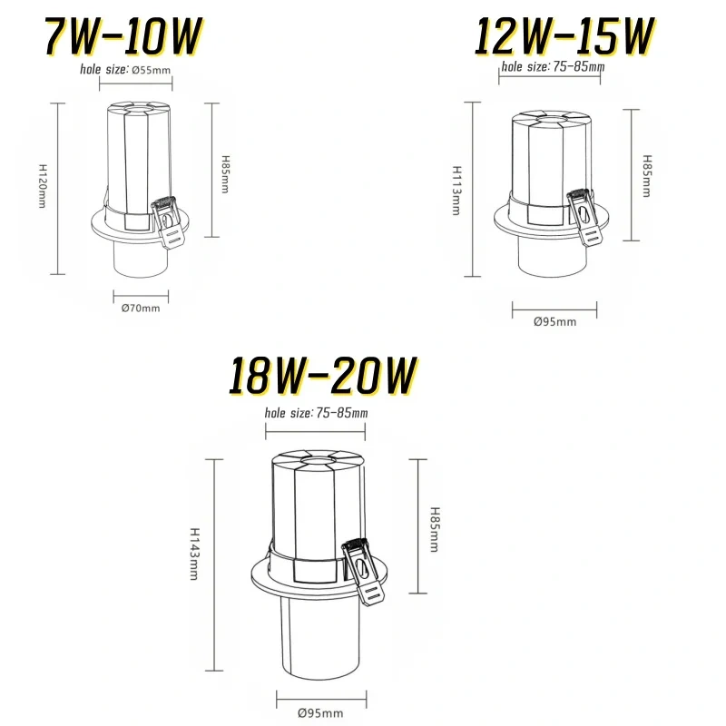 LED telescopic adjustable spotlights DALI dimming 12W DT6/DT8 Recessed 360° rotation AC100-265V  For store supermarket lighting