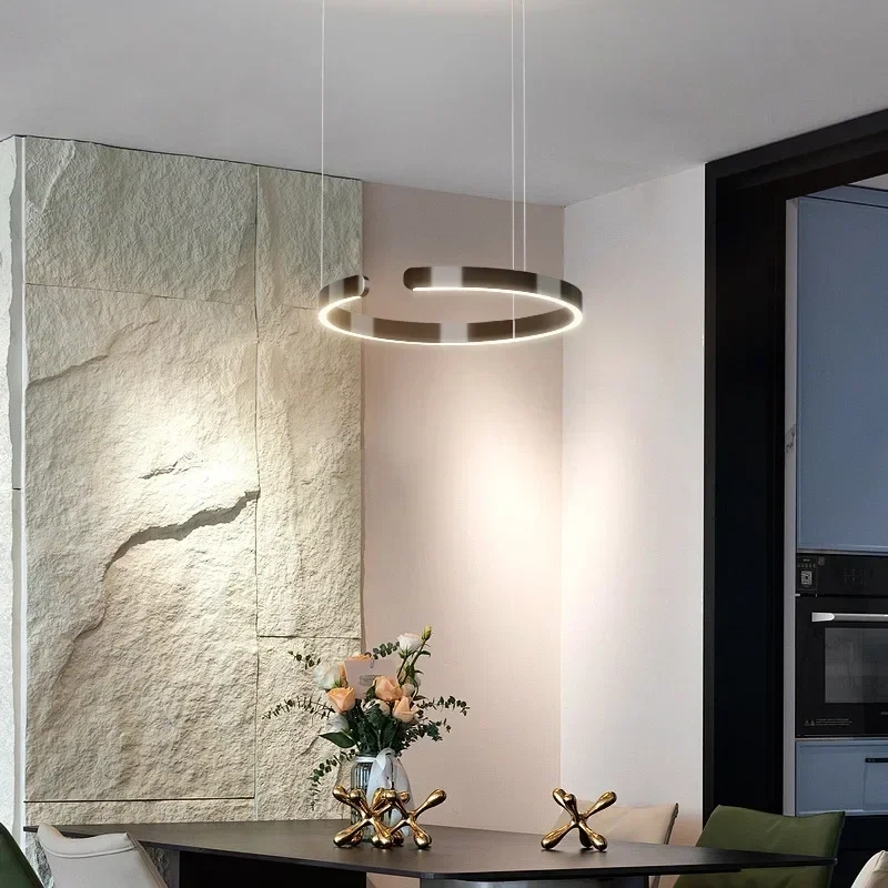 SANDYHA Modern Salon Design Ring Ceiling Chandelier Eye Protecting LED Lamp Bedroom Dining Room Study Pendant Lighting Fixture