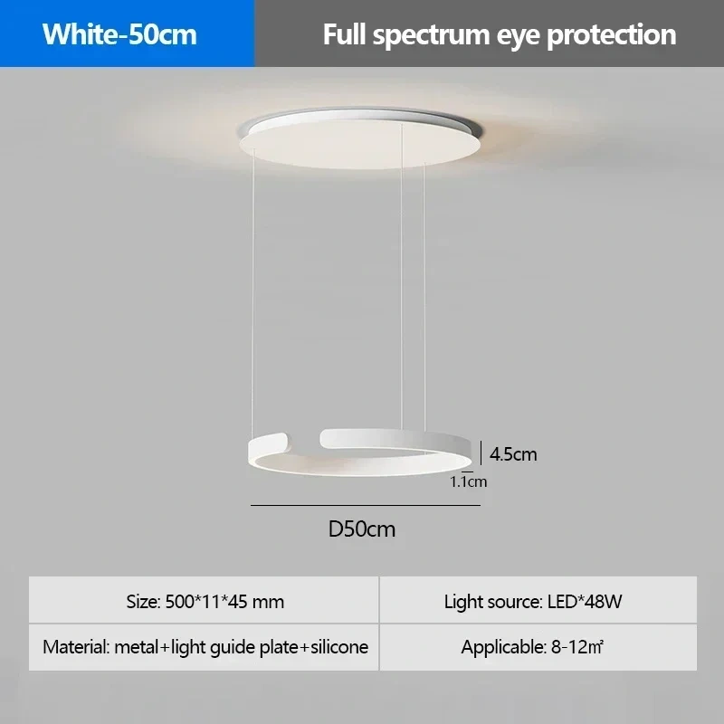 SANDYHA Modern Salon Design Ring Ceiling Chandelier Eye Protecting LED Lamp Bedroom Dining Room Study Pendant Lighting Fixture