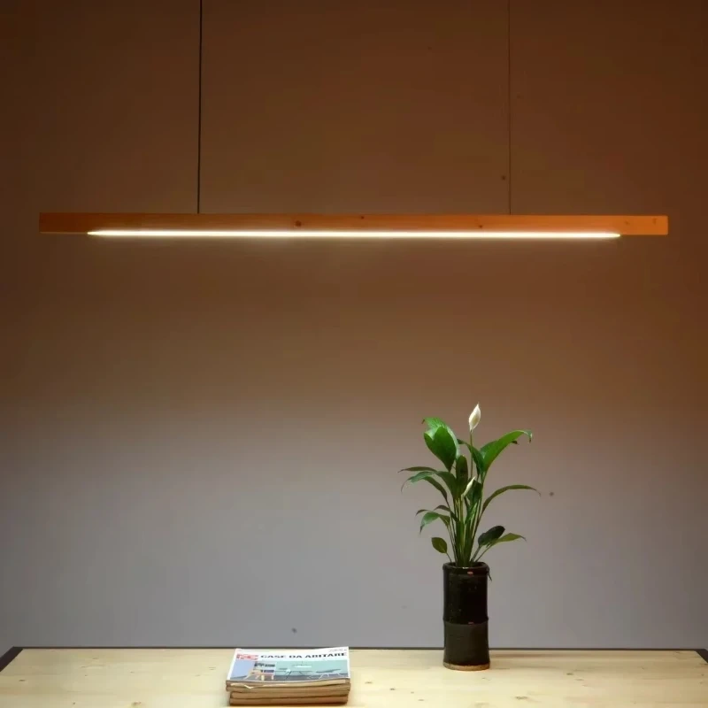 Nordic walnut solid wood pendant light LED for dining tables, study rooms, bar counters, office desks, indoor home lighting
