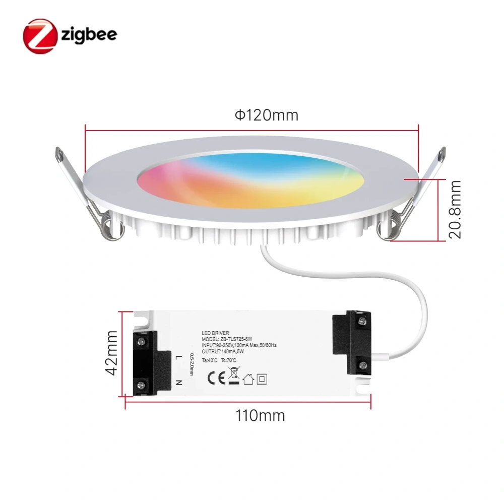 MOES ZigBee Downlight TuyaUltra thin tube lamp Spot Lamp 6W RGB Change Warm Cool Light Work with Alexa Google Home Smart Life
