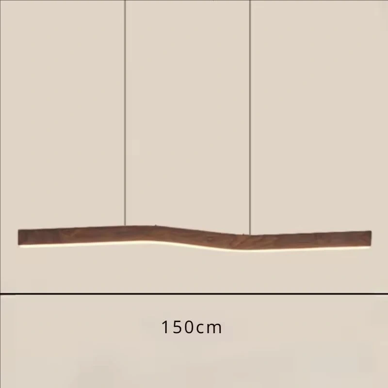 Retro Camur linear Pendant light walnut wood grain long strip lamps Restaurant Hanging Lamp Loft Artistic creativity dining room