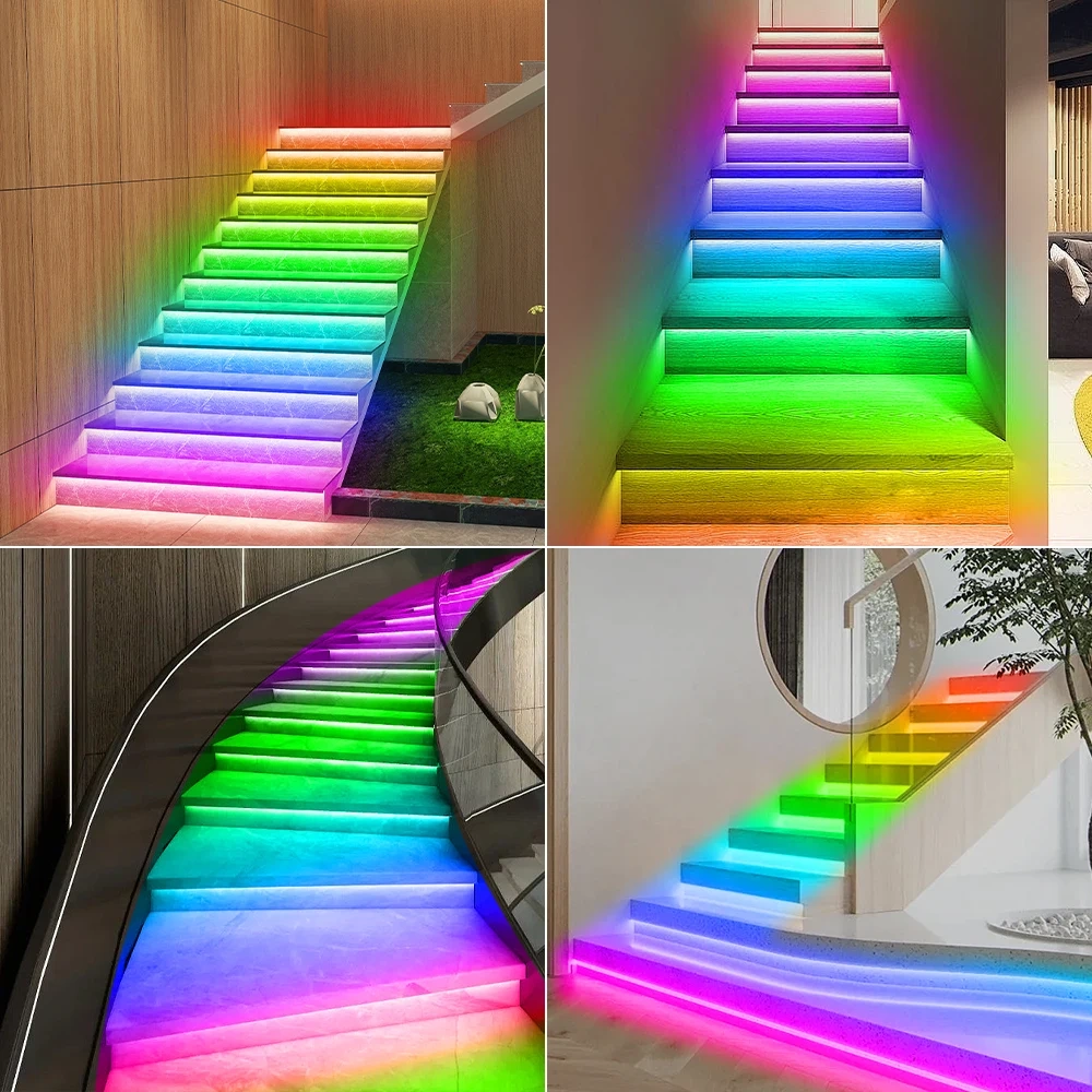 Body Motion Sensor RGB Stair Light Smart Controller Colorful House Stair Lighting Daylight PIR Sensor Easy Install Step Dimmer