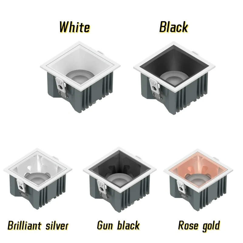 Recessed square Anti-glare COB spotlights IP65 waterproof 40W LED Downlights AC85-265V Suitable for bathroom, kitchen, balcony