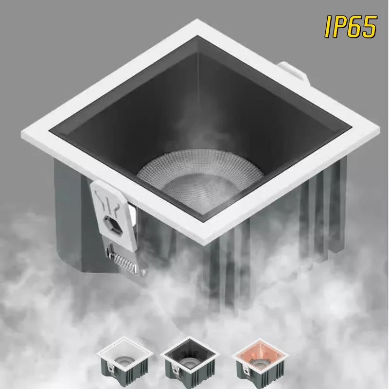 Recessed square Anti-glare COB spotlights IP65 waterproof 40W LED Downlights AC85-265V Suitable for bathroom, kitchen, balcony