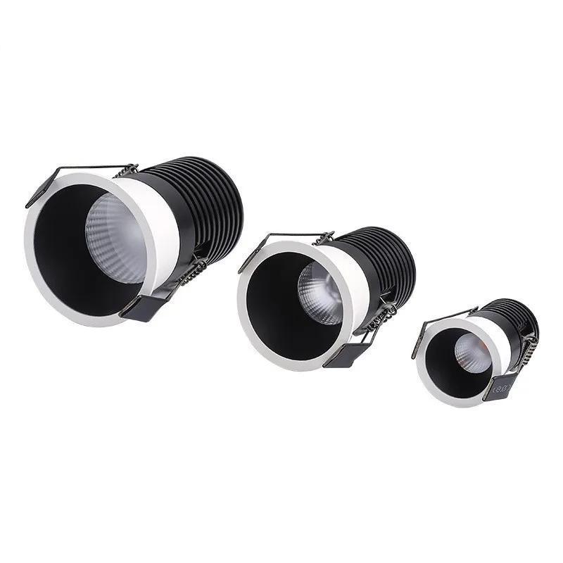 LED Cupboard Ceiling Spot Lights Dimmable Recessed Anti Glare COB LED Downlights Ac110/220v Warm White For Living Room Bedroom